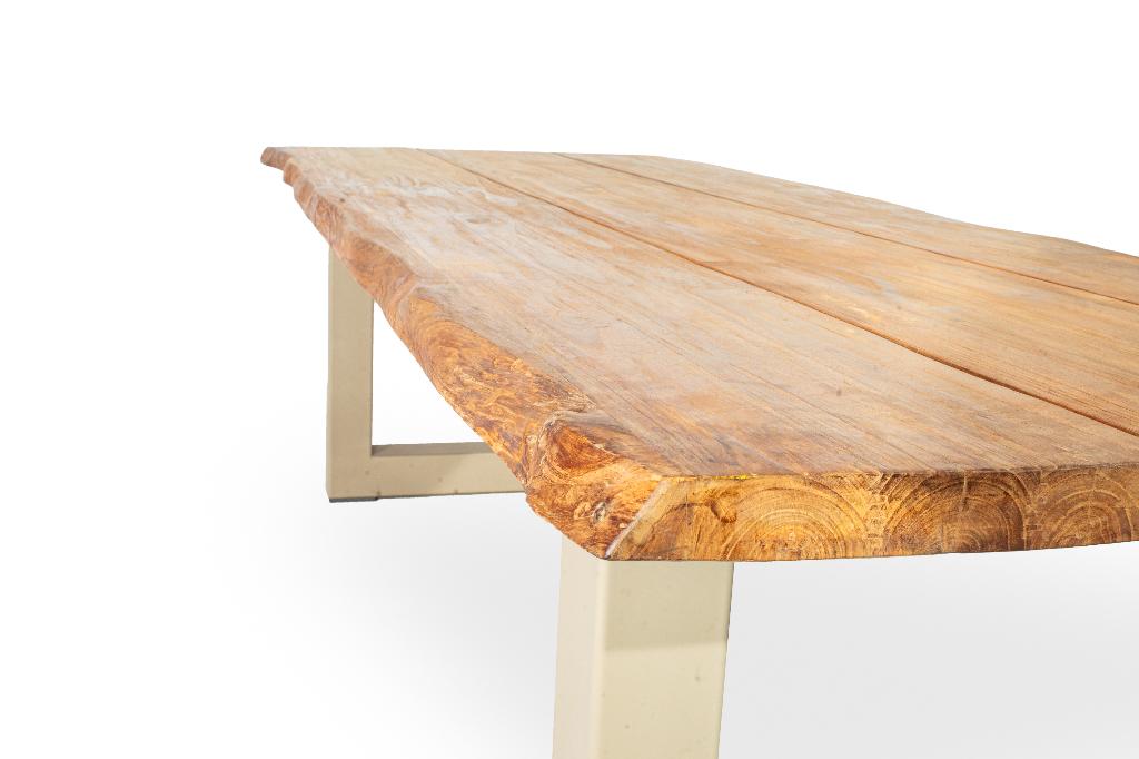 Tuintafel | teak boomschors | Matrix of U poot beige 260cm, Ophalen, Nieuw, Rechthoekig, Teakhout