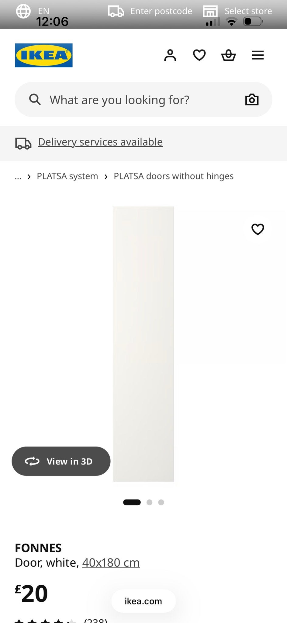 GEZOCHT!: 2x Fonnes deur wit 40x180 cm, Minder dan 80 cm, Binnendeur, Ophalen of Verzenden, Zo goed als nieuw