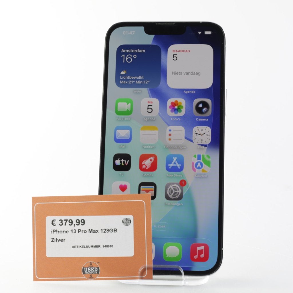 iPhone 13 Pro Max 128GB Zilver | Nette staat, Apple, Zo goed als nieuw, Support@apple.com, One Apple Park Way
Cupertino, CA 95014
United States