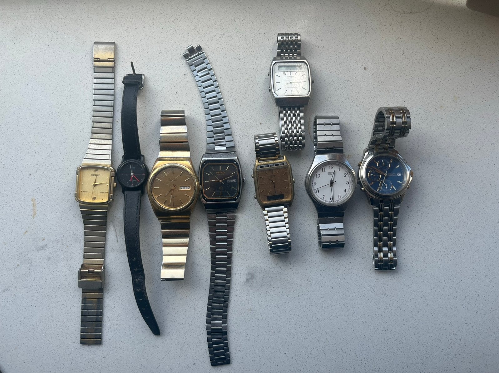 Partij seiko horloges, Gebruikt, Staal, Verzenden, Polshorloge