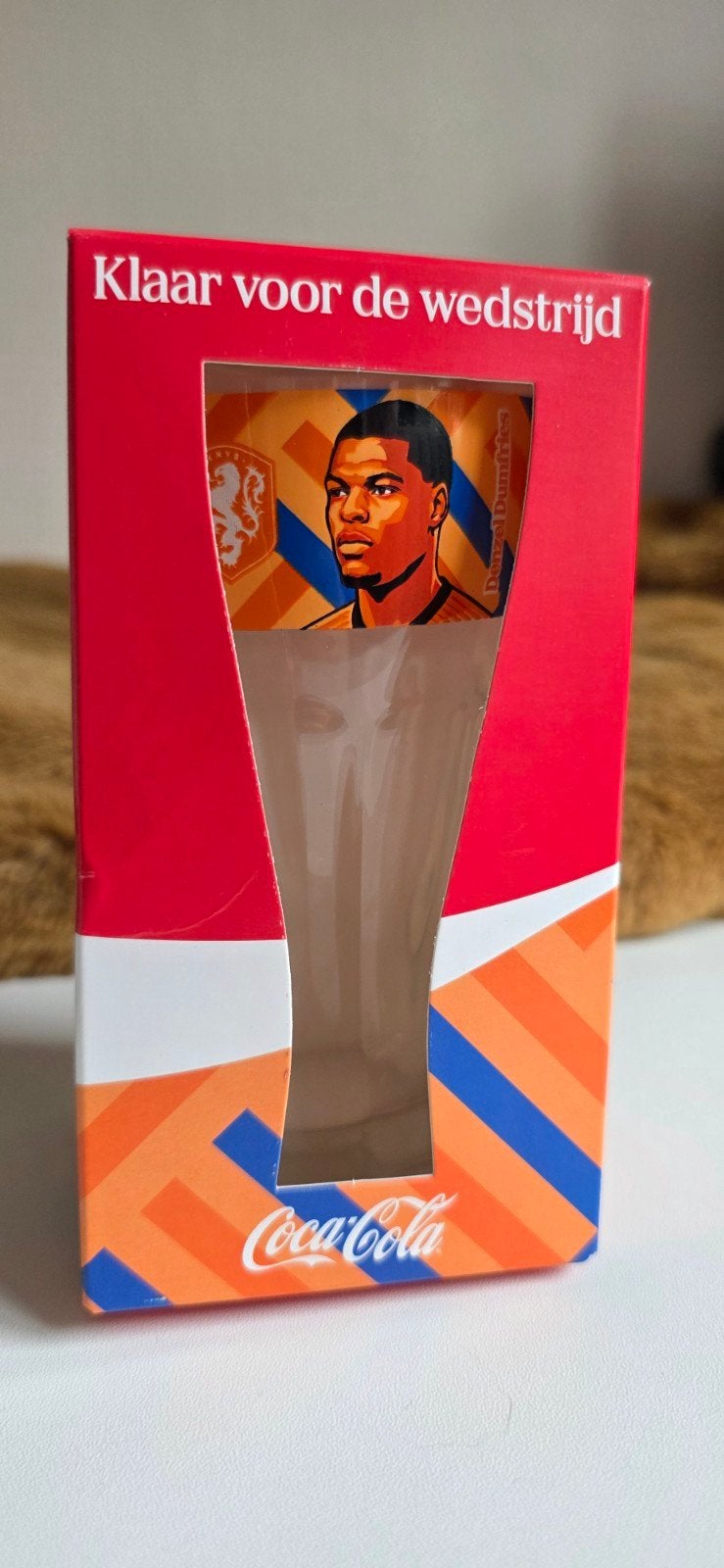 Coca-Cola glas Denzel Dumfries Oranje EK WK, Huis en Inrichting, Ophalen of Verzenden