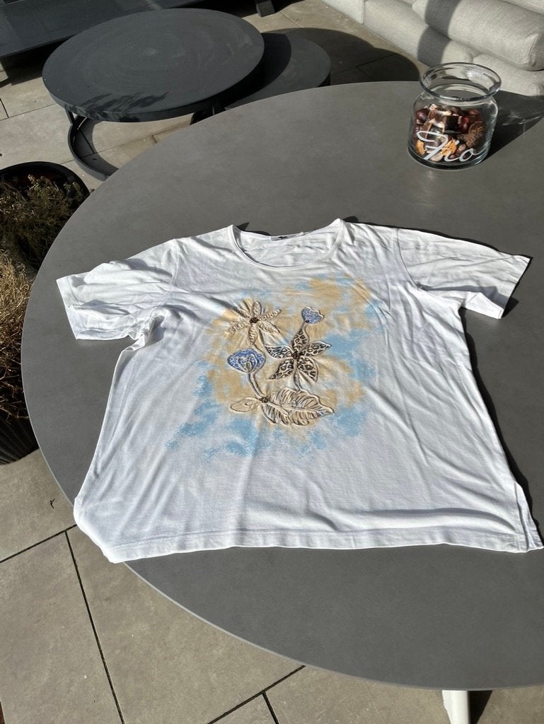 Wit gebloemd Setterlaine shirt, mt EL = 50, Verzenden, Setterlaine, Wit, Shirt of Top