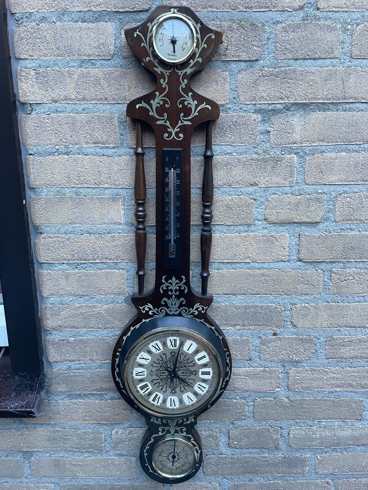 Vintage Wandklok met Thermometer en Barometer, Ophalen of Verzenden
