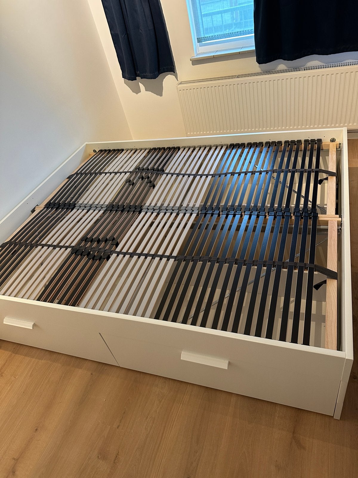 IKEA Brimnes bedframe met opbergruimte, 160x200 cm, Huis en Inrichting, Slaapkamer | Bedden, Ophalen, Gebruikt, Wit, Tweepersoons