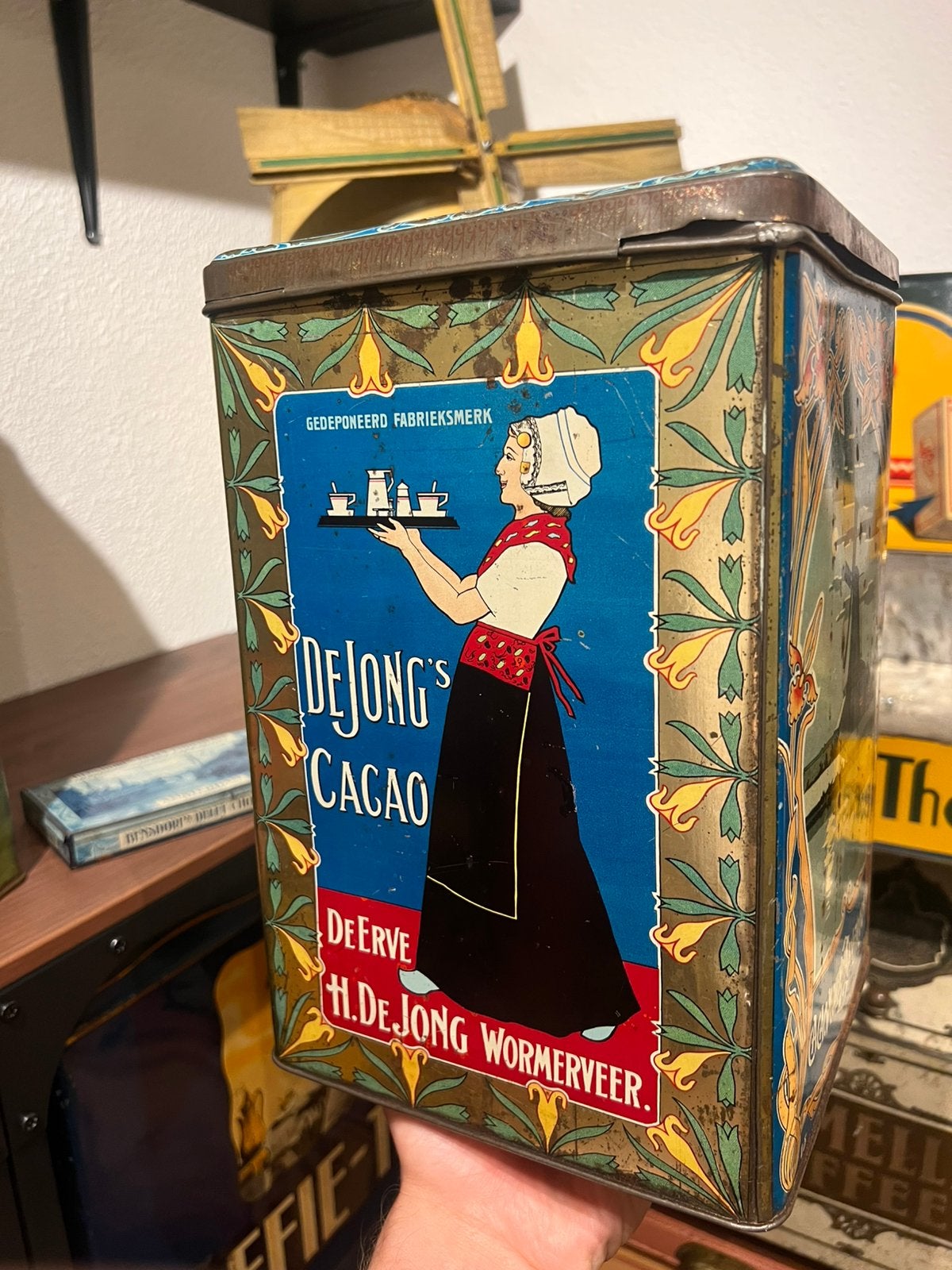 De Jong Wormerveer cacaoblik, Verzamelen, Ophalen of Verzenden, Zo goed als nieuw, Overige