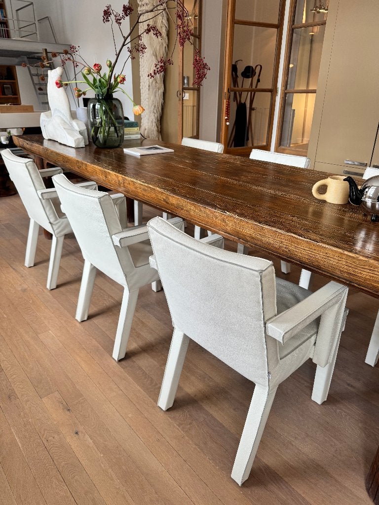 Piet Boon Saar Dining Chairs (6), Ophalen, Gebruikt, Wit, Leer