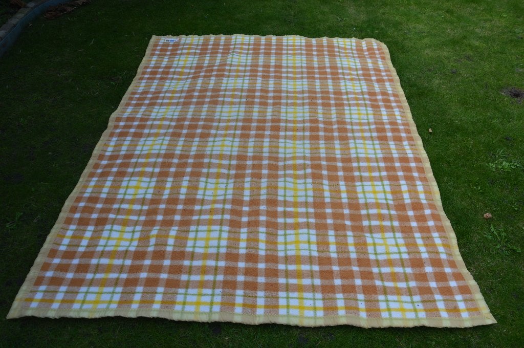 Vintage dralon deken/ sprei / woondeken jaren 80 Merk Didas, Gebruikt, Meerkleurig, Tweepersoons, Ophalen of Verzenden