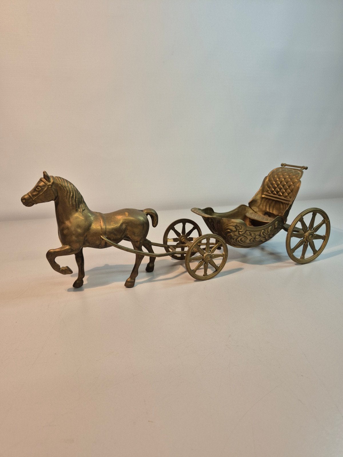 messing paard met kar, Ophalen of Verzenden