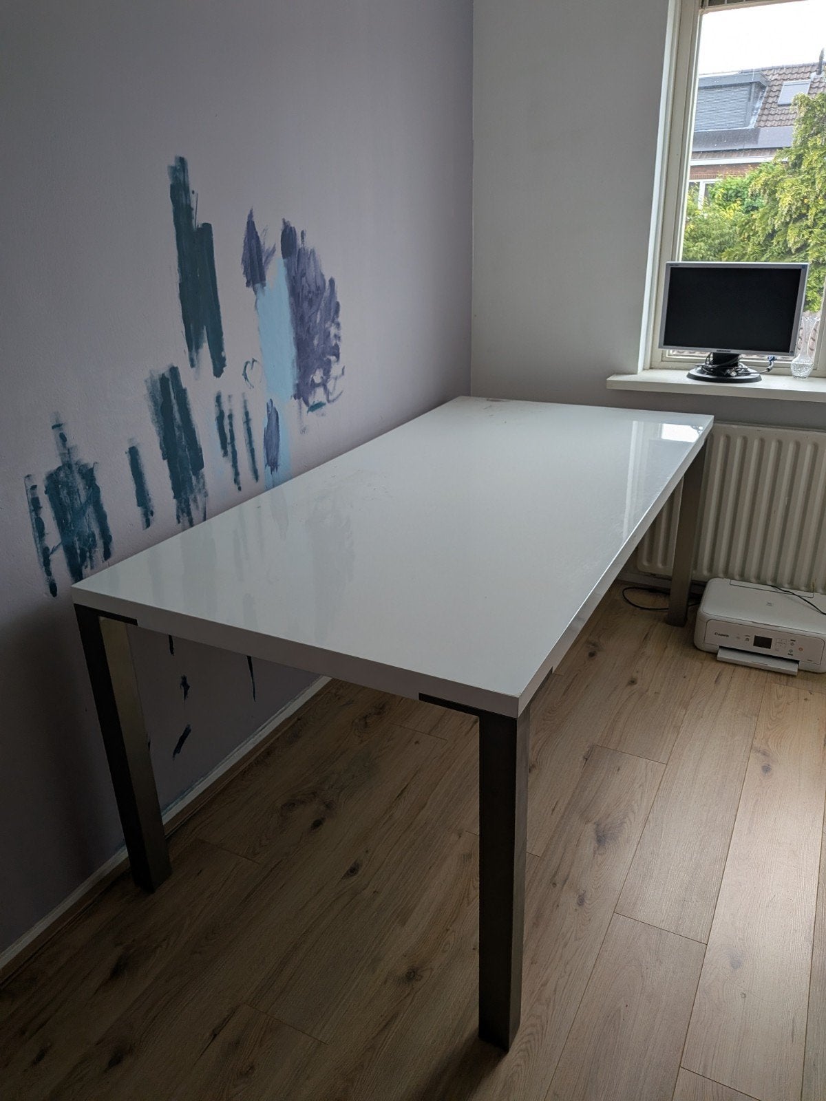 IKEA hoogglans bureau, Ophalen, 90 cm, Gebruikt, 180 cm
