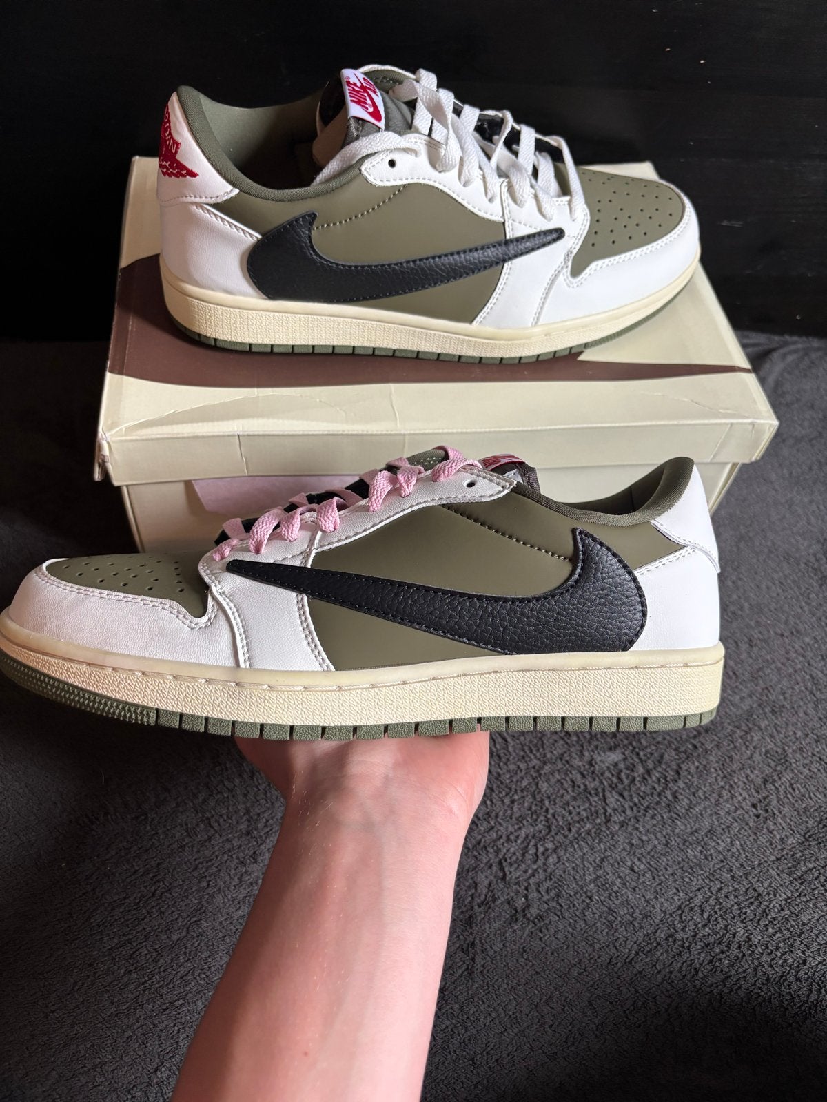 Travis Scott x Air Jordan 1 Low OG SP 'Olive' - Maat 45, Verzenden, Nieuw, Overige kleuren, Sneakers of Gympen