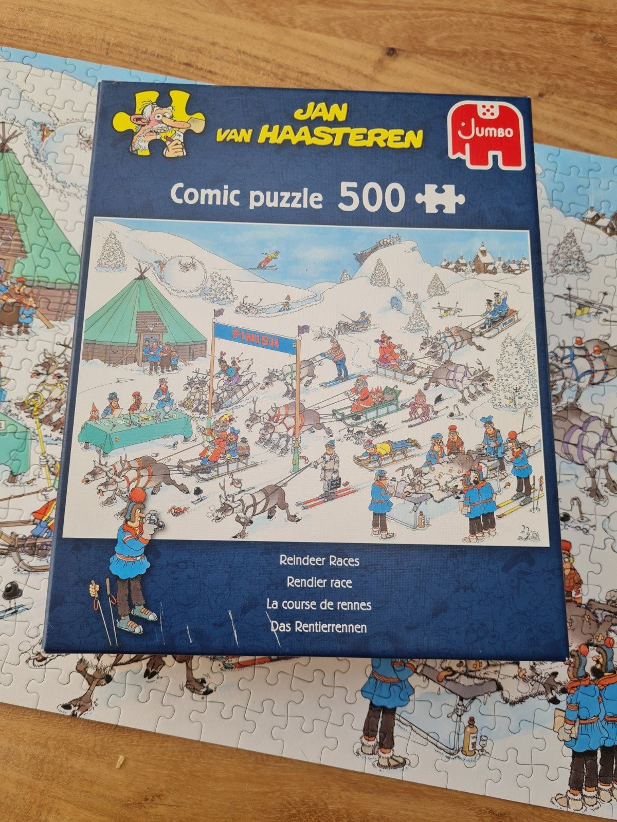 Jan van Haasteren puzzel rendier race 500 stukjes, Ophalen of Verzenden, 500 t/m 1500 stukjes, Gebruikt