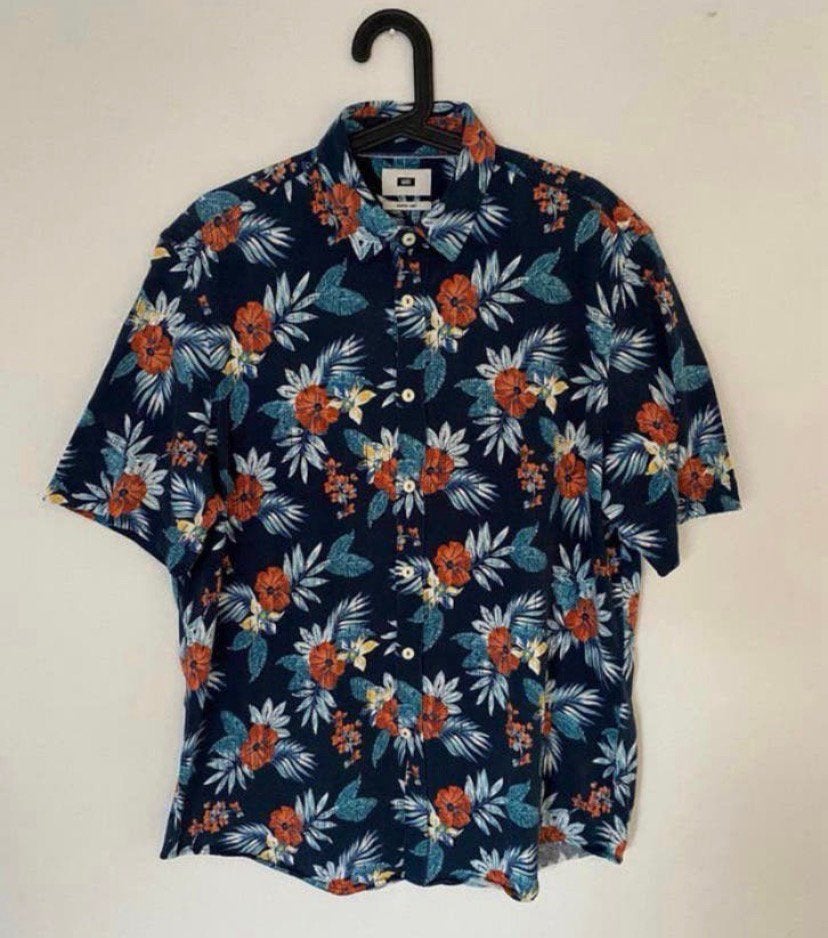 We overhemd, korte mouwen. Maat L, Verzenden, Zo goed als nieuw, Blauw, Halswijdte 41/42 (L)