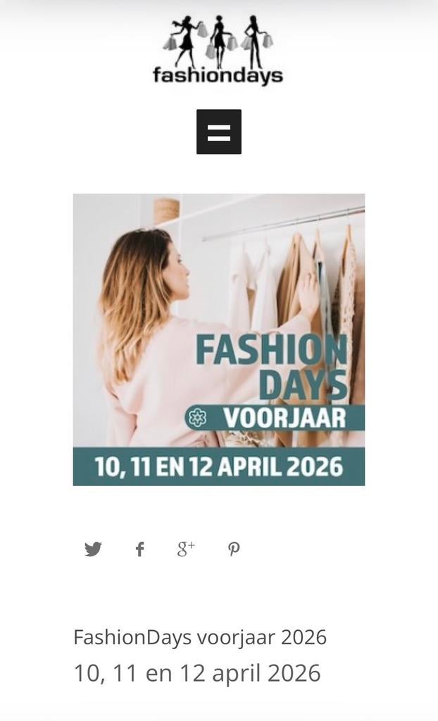 Fashion days 2 tickets zaterdag, Tickets en Kaartjes, Twee personen