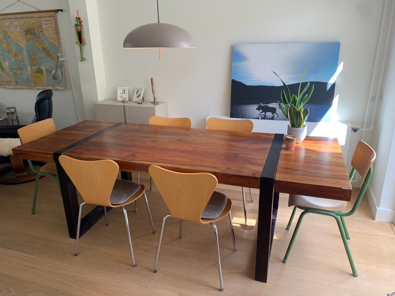Unieke Indonesische eettafel, uitschuifbaar tot 240 cm, Huis en Inrichting, Ophalen, Gebruikt, 200 cm of meer, 50 tot 100 cm