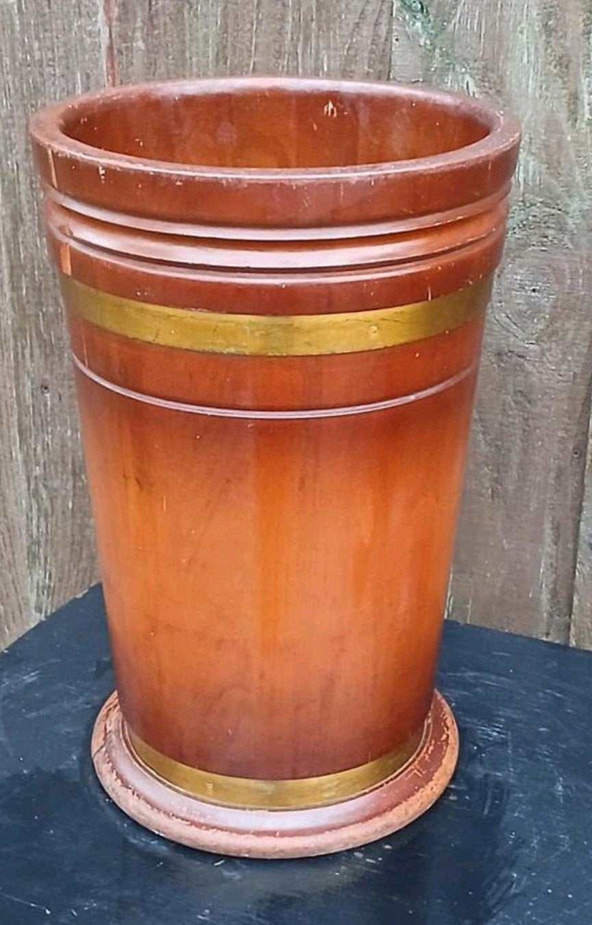 Vintage Houten Paraplubak met Gouden Banden, Ophalen of Verzenden, Gebruikt, Hout