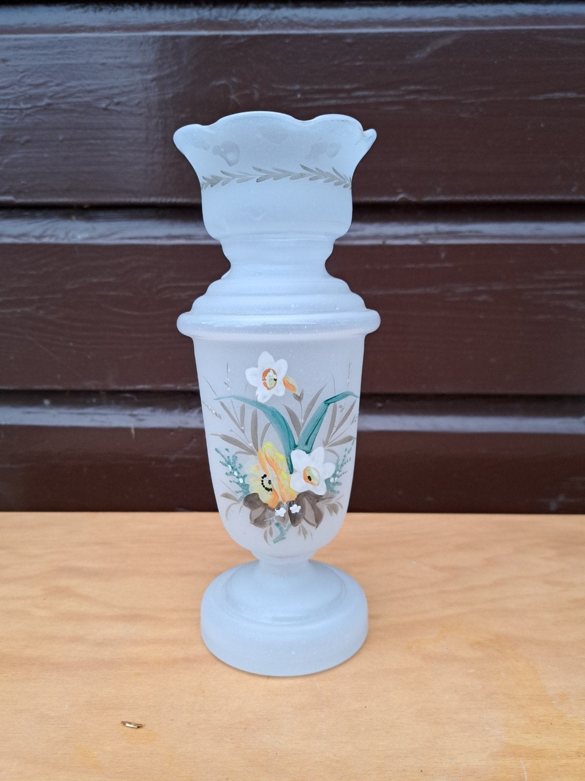 Vintage glazen vaas met handgeschilderde bloemen

Elegante v, Ophalen of Verzenden
