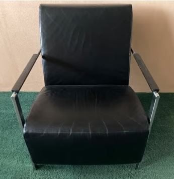 2 Harvink Alowa Fauteuils in Zwart Leer., Ophalen, Gebruikt, 75 tot 100 cm, Modern