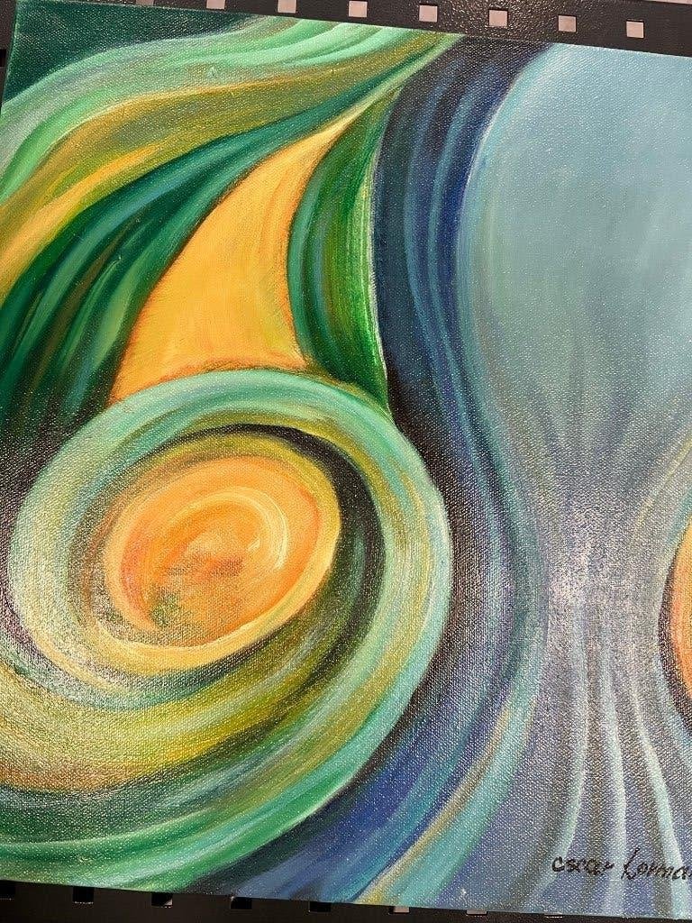 gesigneerd abstract schilderij Oscar Lormans, Ophalen of Verzenden
