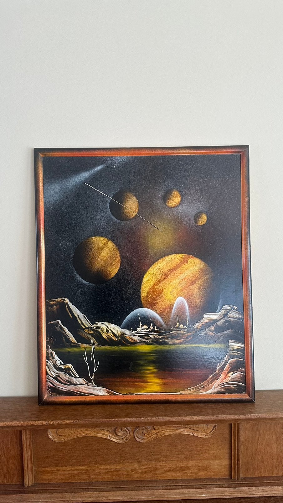 Vintage space schilderij, Ophalen