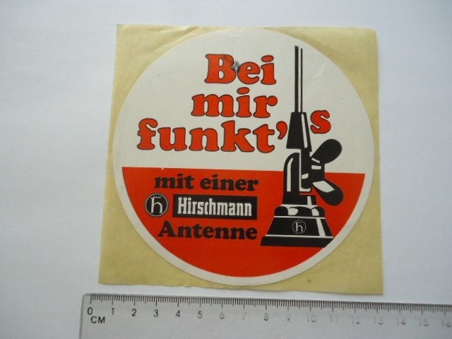 sticker oud Antenne HIRSCHMANN 27mc radio piraat zender auto, Verzamelen, Verzenden, Zo goed als nieuw, Bedrijf of Vereniging