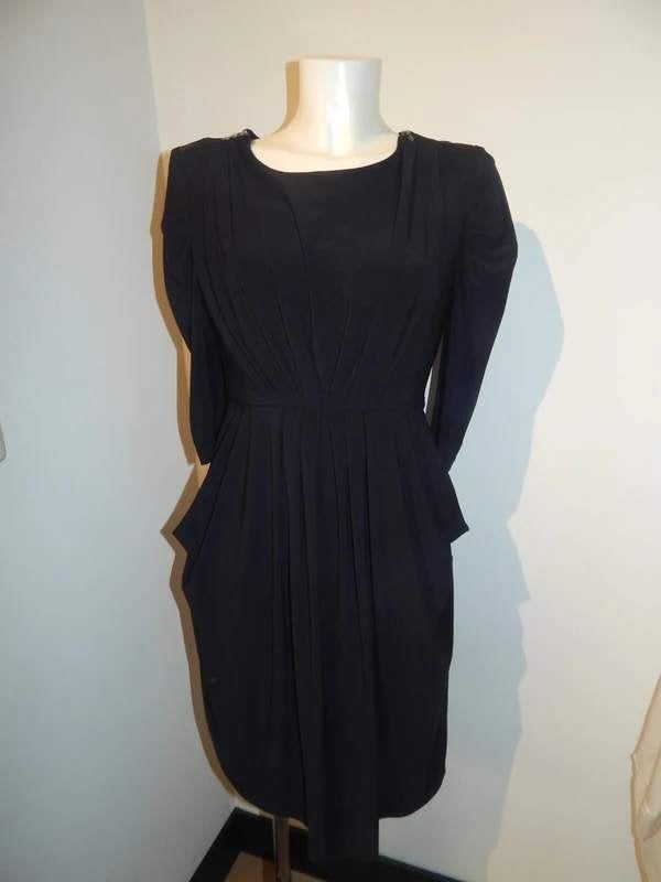 Joseph Ribkoff zwarte stretch jurk apart model pof mouwM