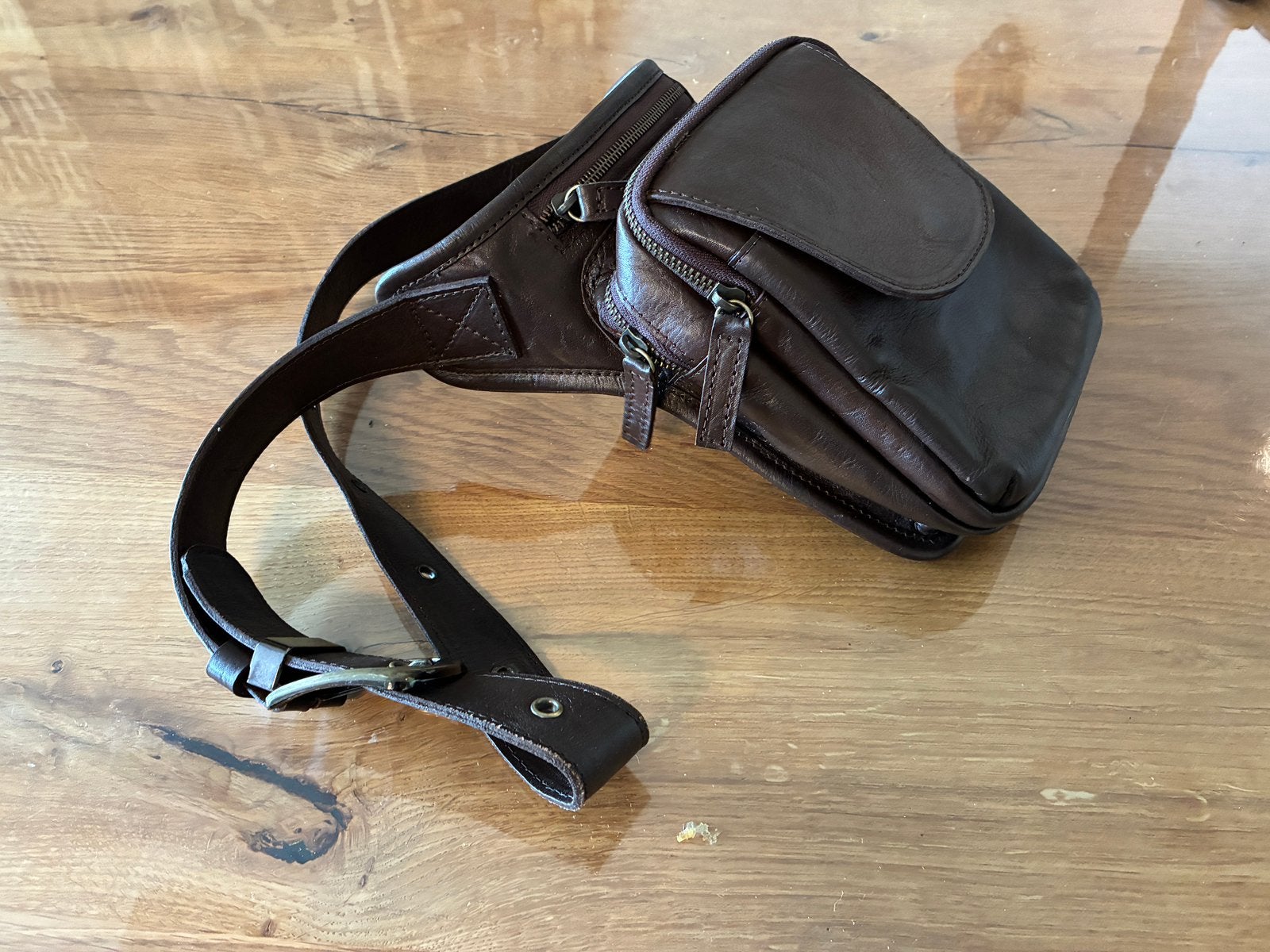 Leren heuptas, buideltas, Sieraden, Tassen en Uiterlijk, Overige merken, Bruin, Nieuw, Ophalen of Verzenden