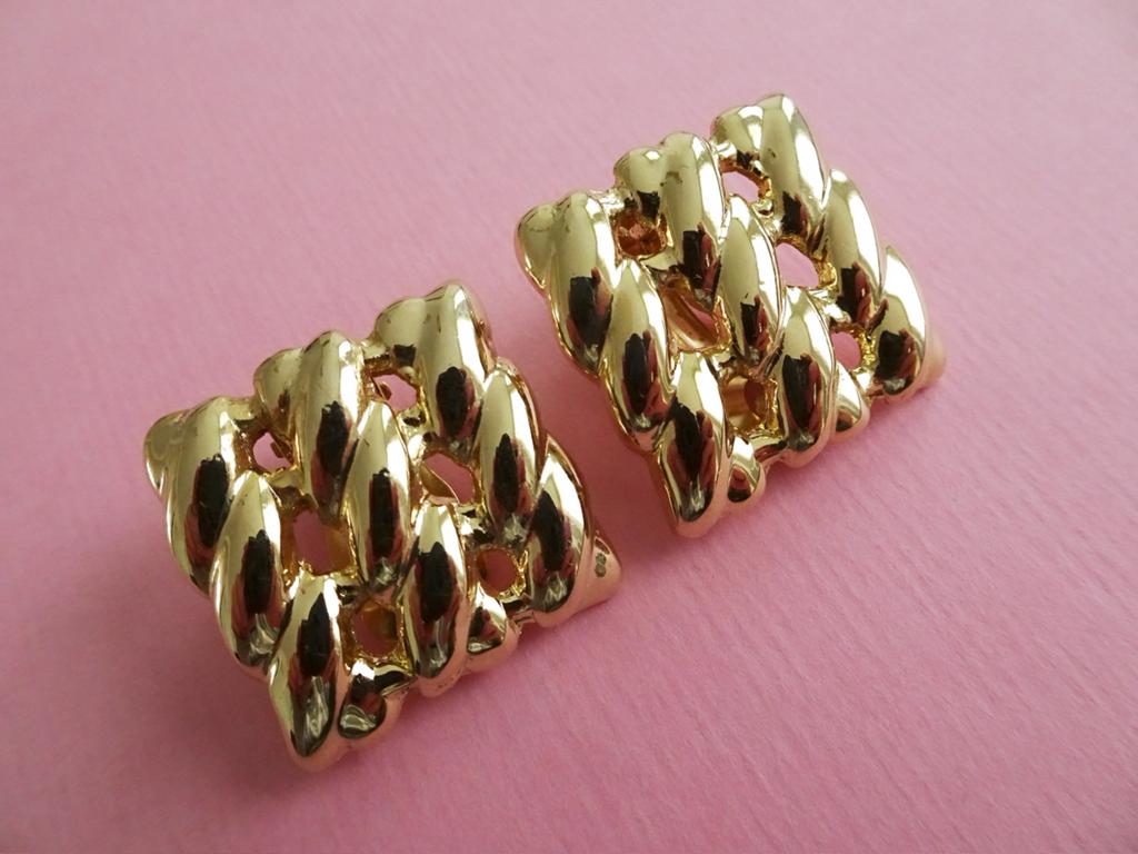 jwg Vintage 70s 80s schakel design oorbellen goud klr clips, Sieraden, Tassen en Uiterlijk, Antieke sieraden, Oorbellen, Overige materialen