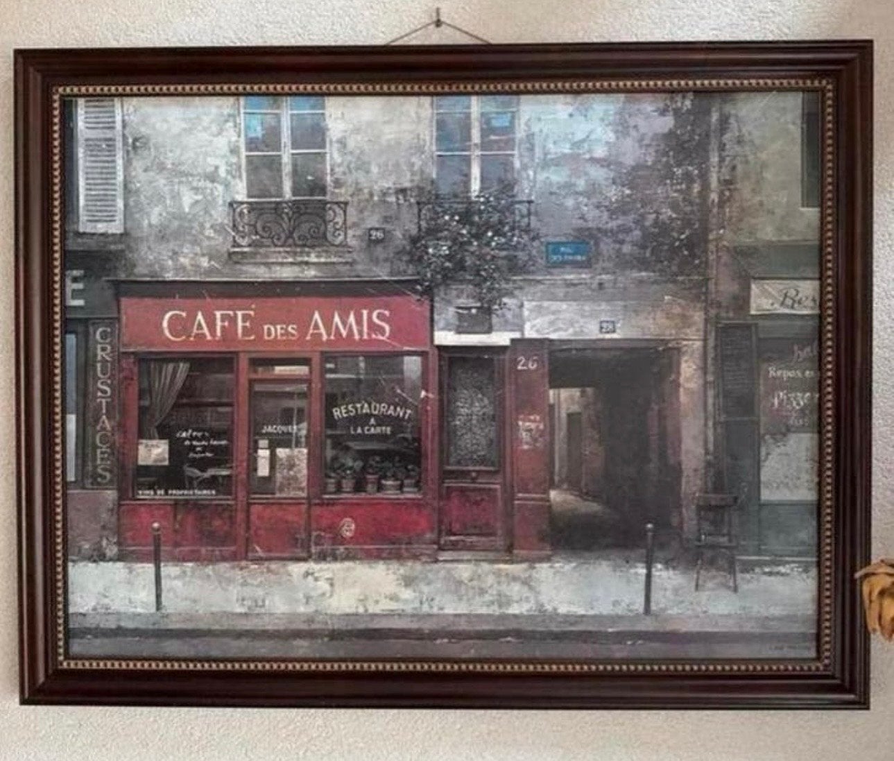 Schilderij 'Café des Amis' van Chiu Tak Hak, ingelijst, Ophalen, Hout, Stadsgezicht, Gesigneerd