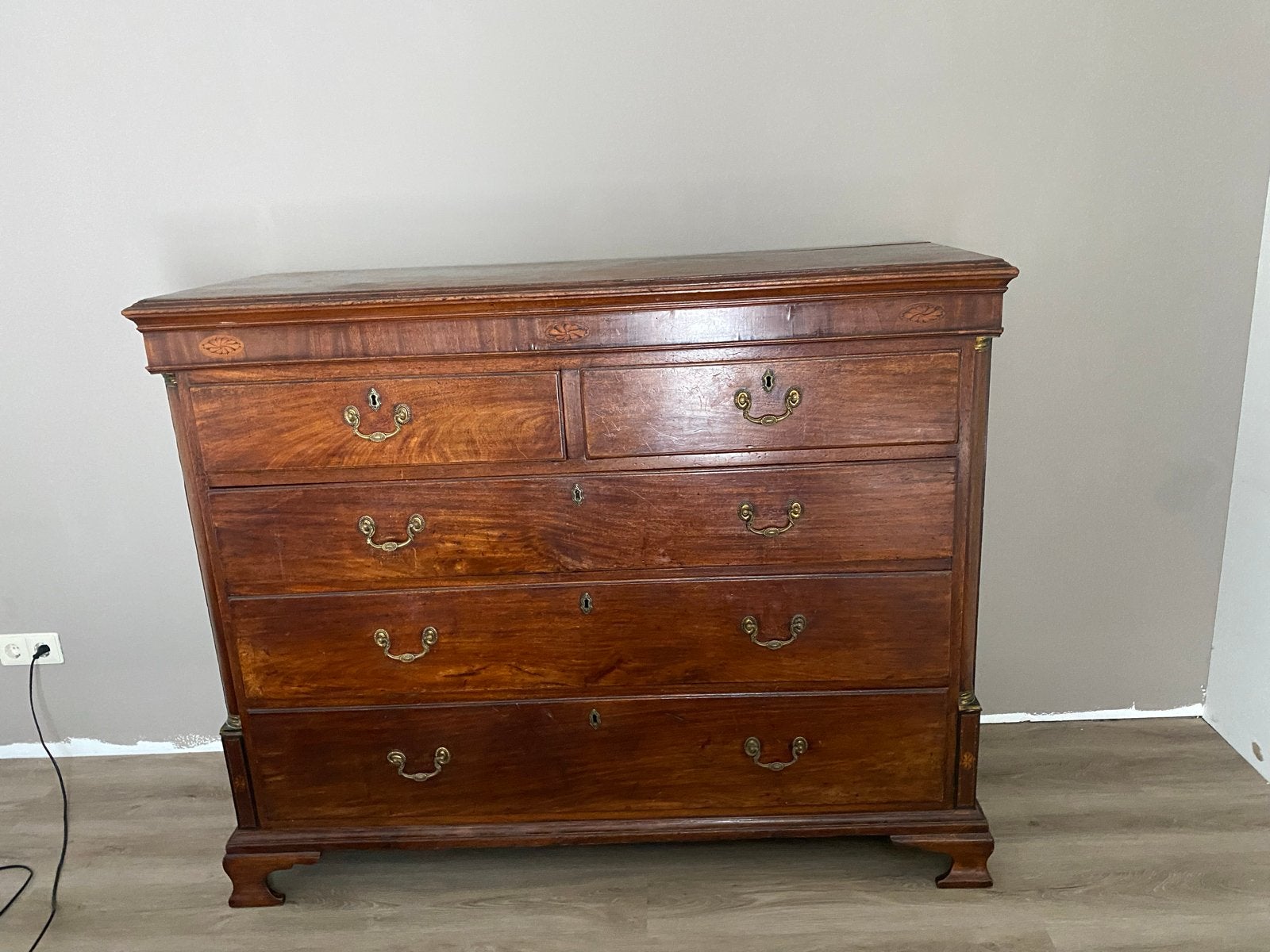 Antieke Mahonie Commode met 5 Laden, Ophalen