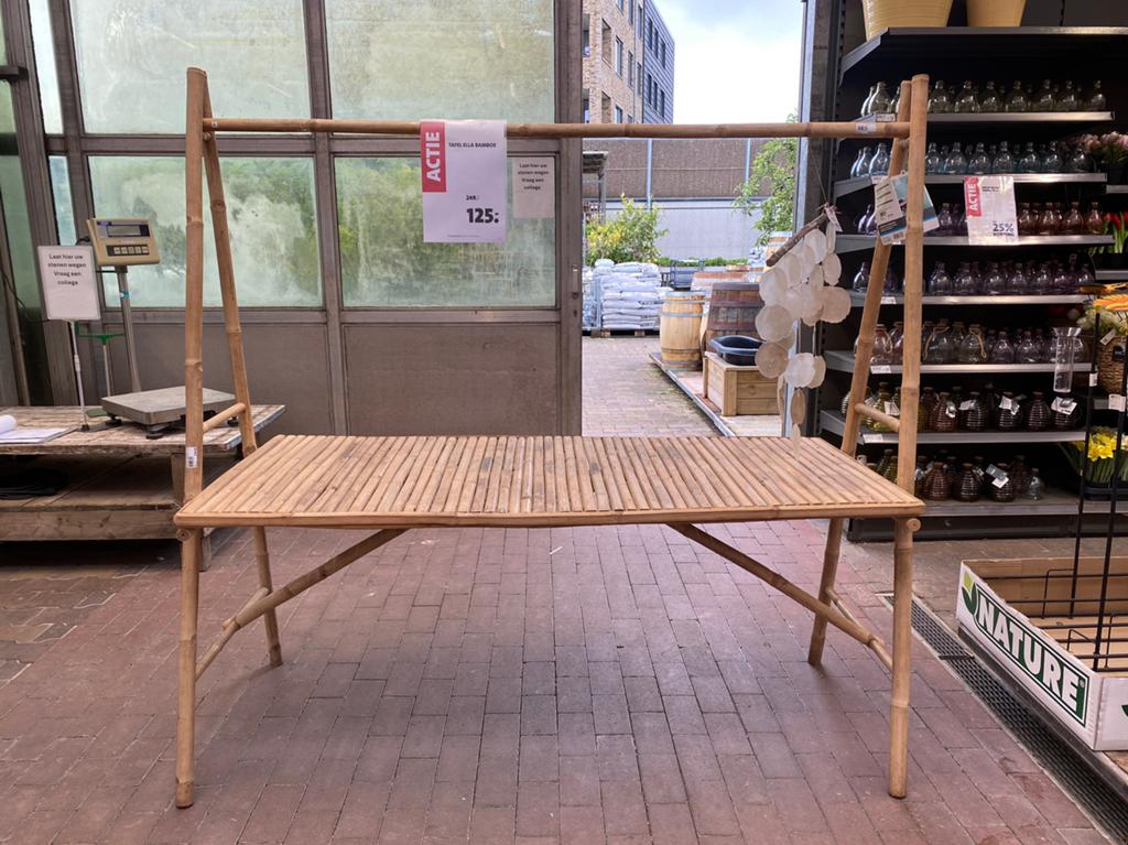 Nieuw in doos Tafel Ella Bamboe - Natuurlijke Bamboe Tafel, Huis en Inrichting, Tafels | Eettafels, Ophalen, Nieuw, 50 tot 100 cm