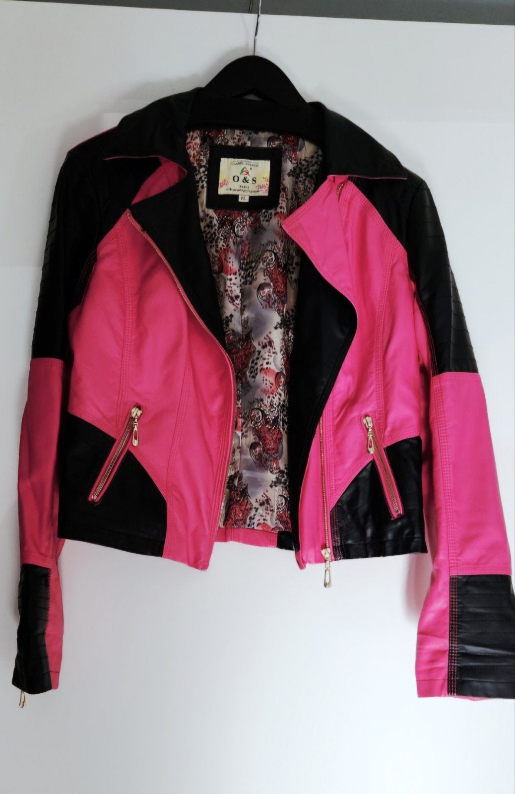 Nieuw roze met zwart kort nep Leren jasje maat XL, Kleding | Dames, Ophalen of Verzenden