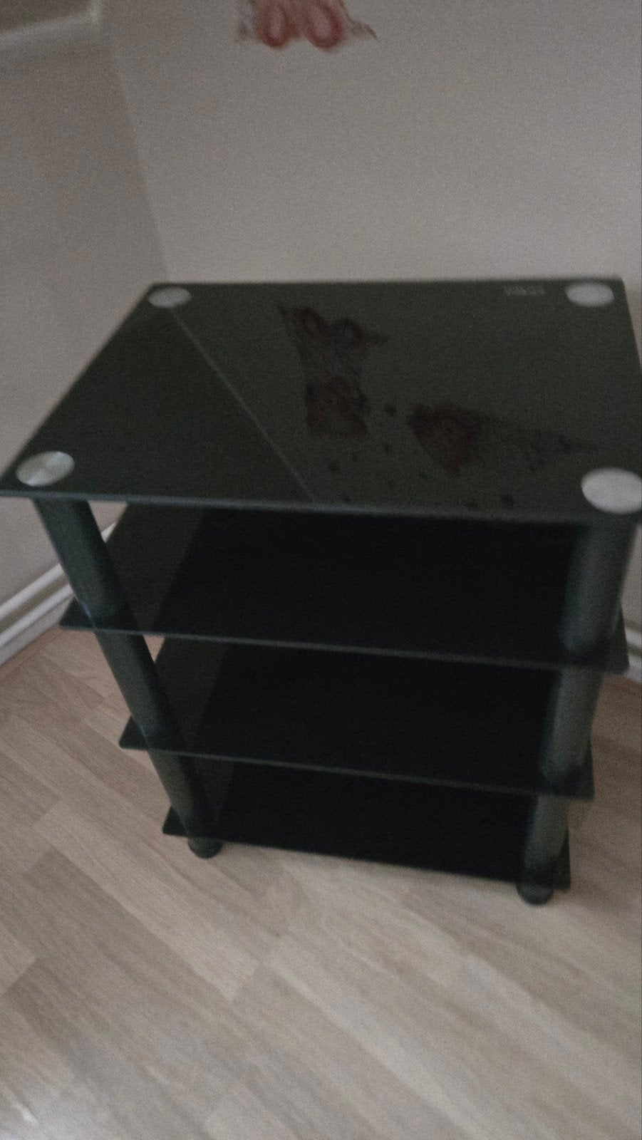 Zwart glazen tv-meubel / audiomeubel (60x45 cm), Ophalen, Gebruikt, 50 tot 100 cm, Glas