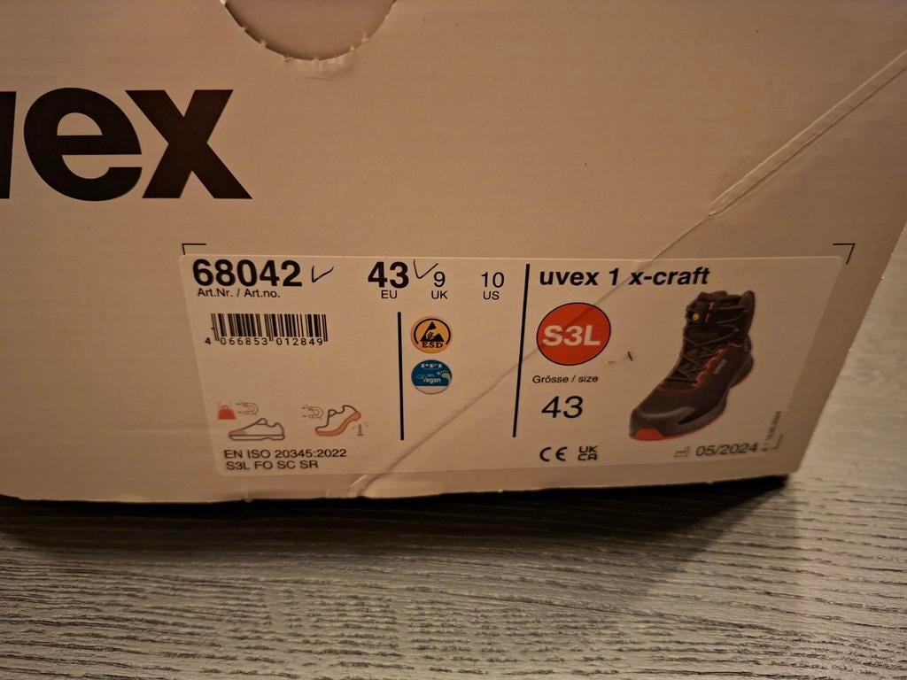 Uvex veiligheidsschoenen S3L nieuw - Maat 43, Ophalen of Verzenden, Nieuw