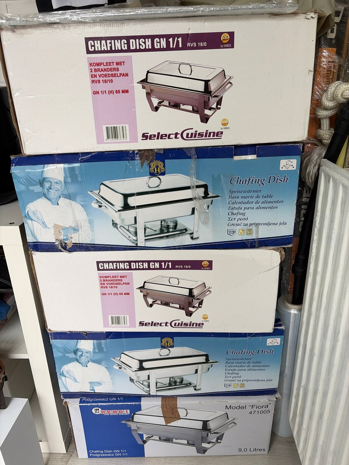 5x Chafing Dish GN 1/1 RVS 18/0 - Buffet Warmhouders, Ophalen