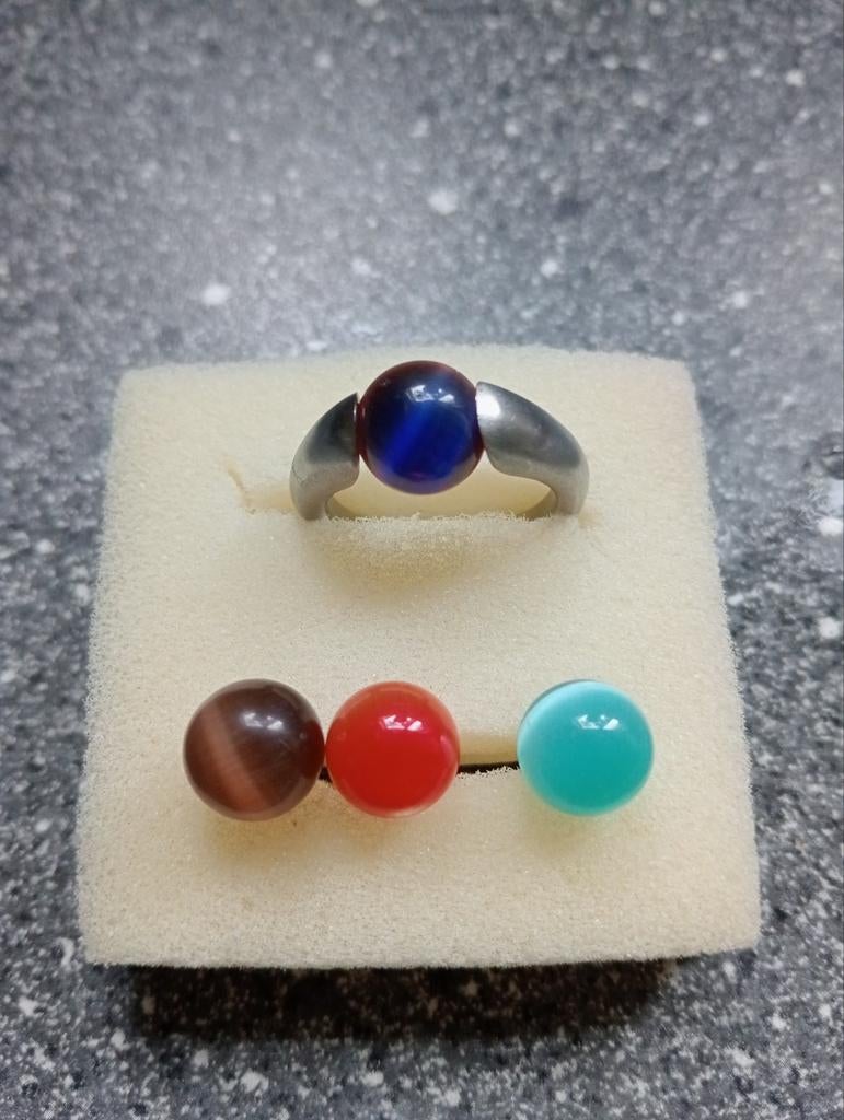 Melano ring met verwisselbare balletjes, Ophalen, 19 tot 20, Zilver, Dame