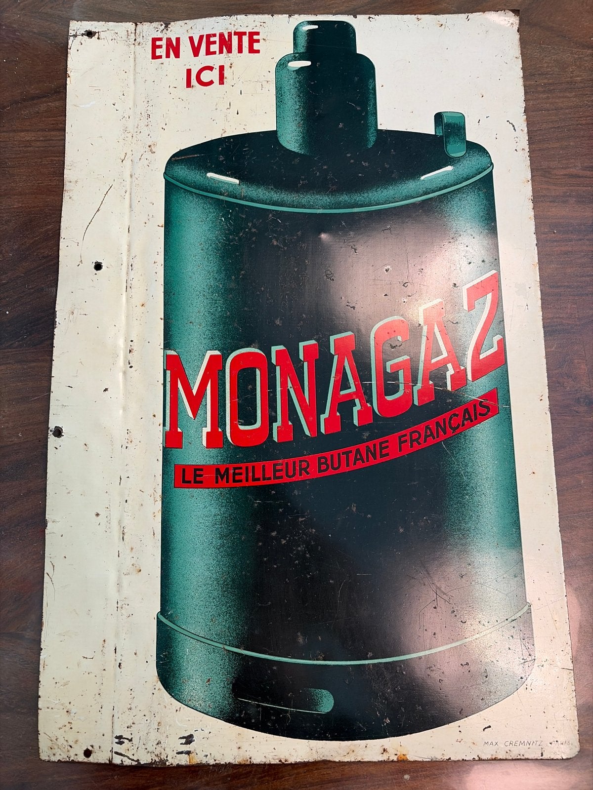 Vintage Monagaz Emaille Reclamebord - Frans Butaan, Ophalen of Verzenden