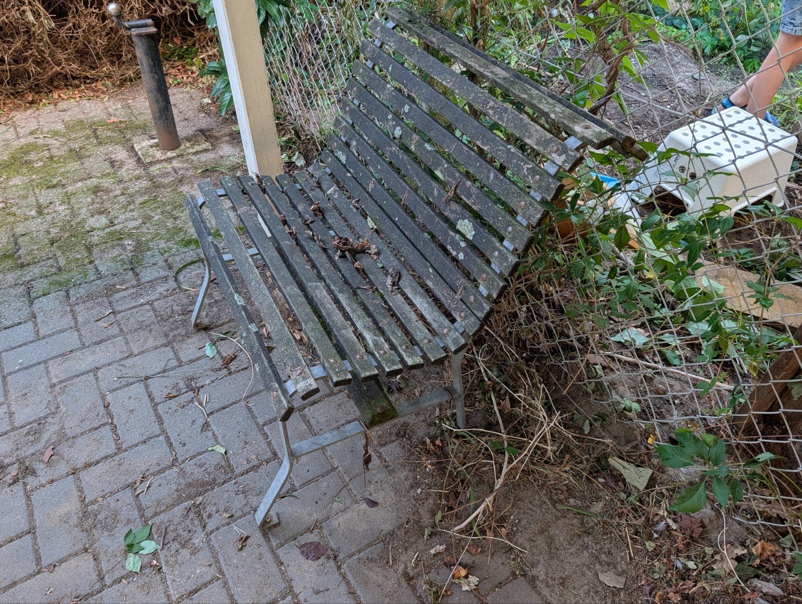Oud houten bankje voor 2 personen - opknapper, Huis en Inrichting, Ophalen, Gebruikt, Tweepersoons, Hout