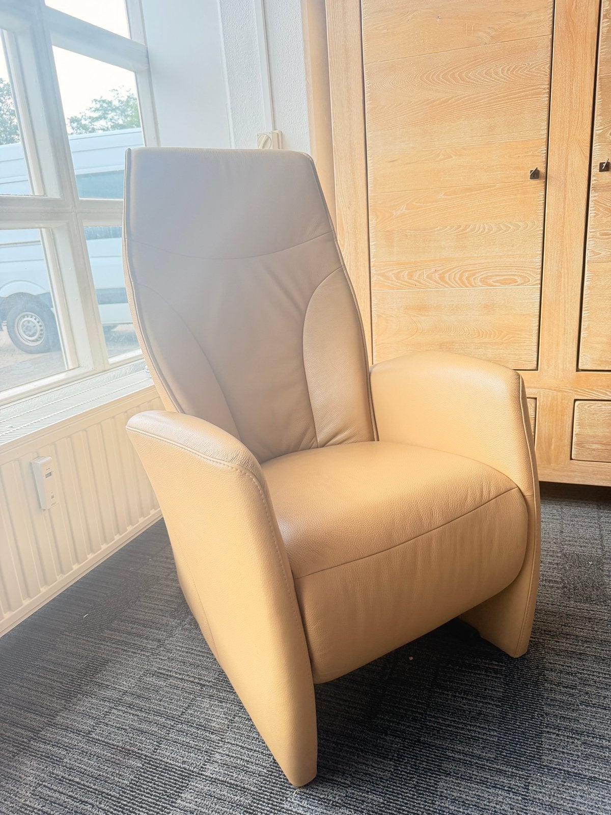 Luxe Sta-op Relaxstoel “De Toekomst” MG-C02 Leder, Ophalen, Zo goed als nieuw, 75 tot 100 cm, Leer
