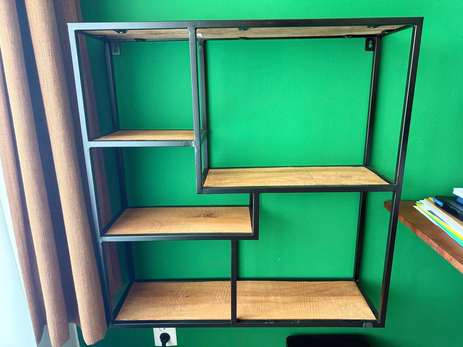 Industriële hangkast met mango houten planken, Huis en Inrichting, Ophalen, Met plank(en), Gebruikt, 50 tot 100 cm