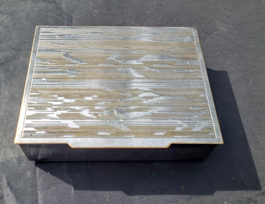 ~1920 Art Deco verzilverd bronzen sigarettendoosje, Ophalen of Verzenden