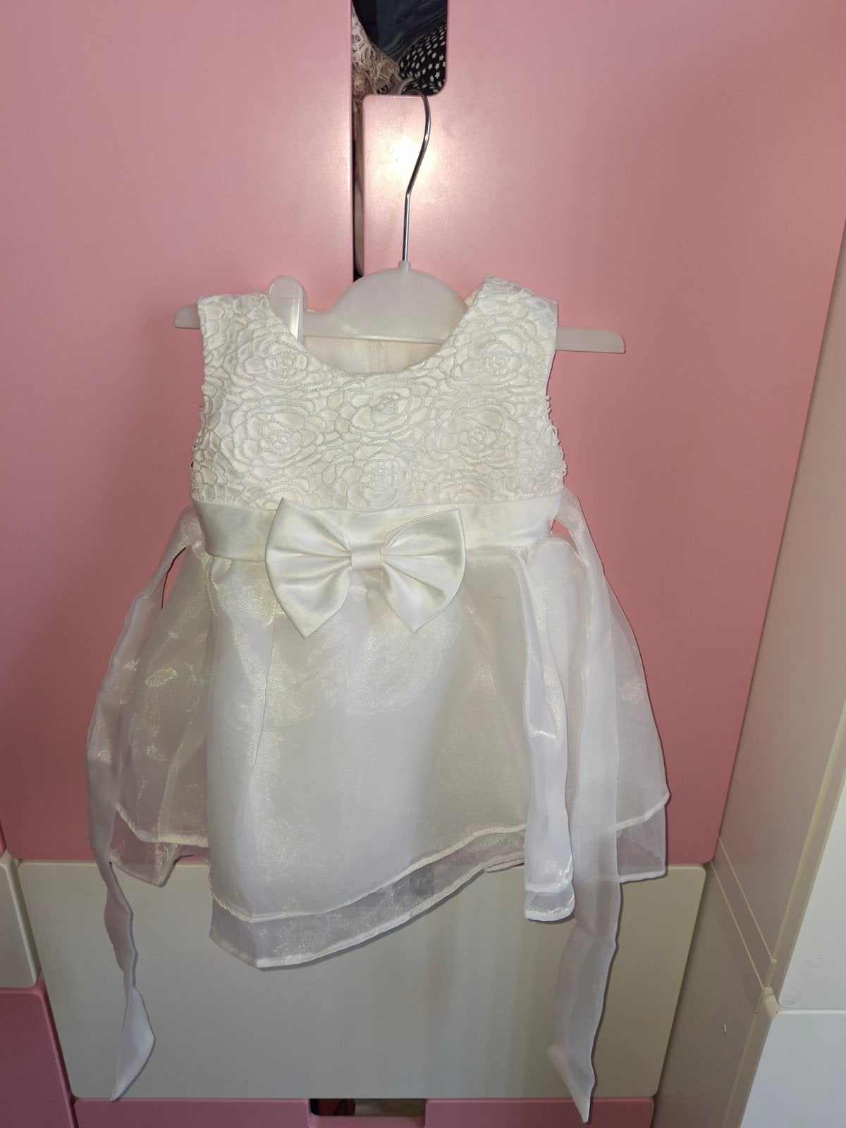 Prachtige witte feestjurk voor baby/peuter, Meisje, Jurkje of Rokje, Ophalen of Verzenden, Zo goed als nieuw