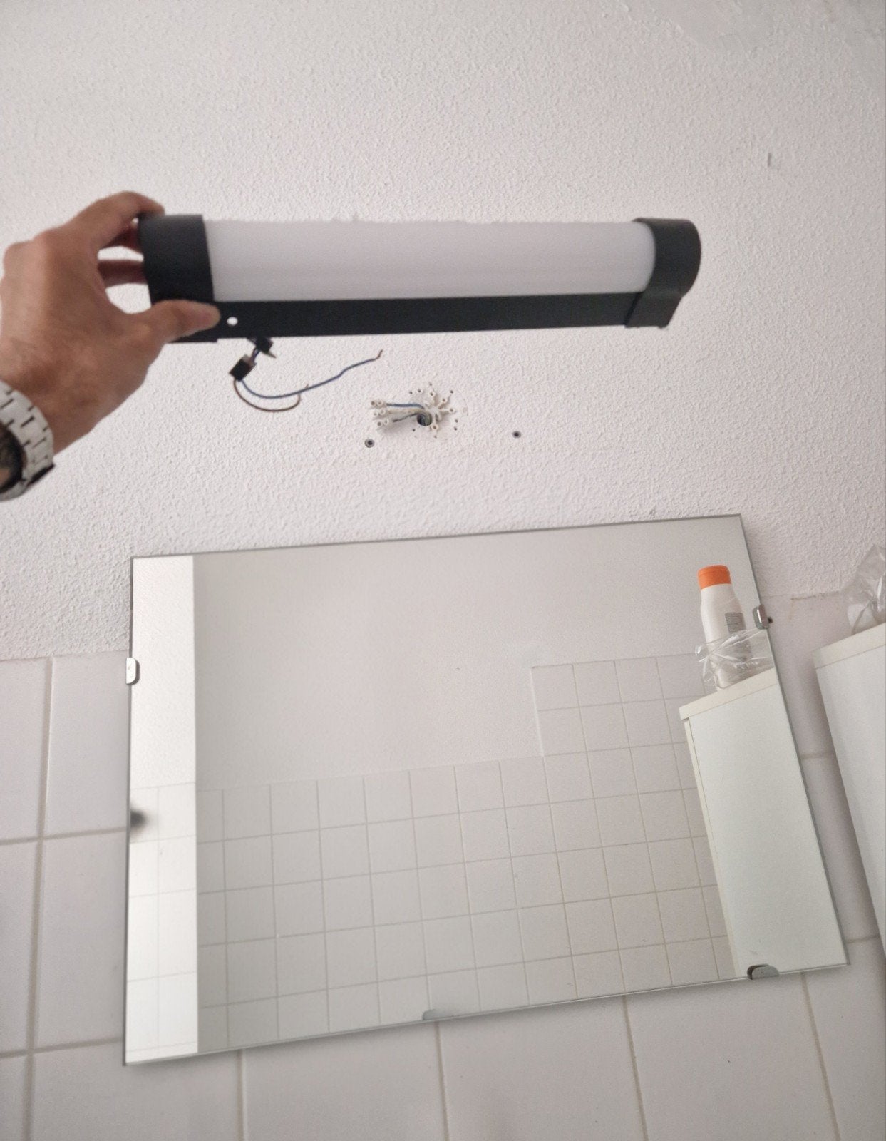 Badkamer/WC verlichting boven spiegel, Met schakelaar, Gebruikt, Kunststof, Zwart