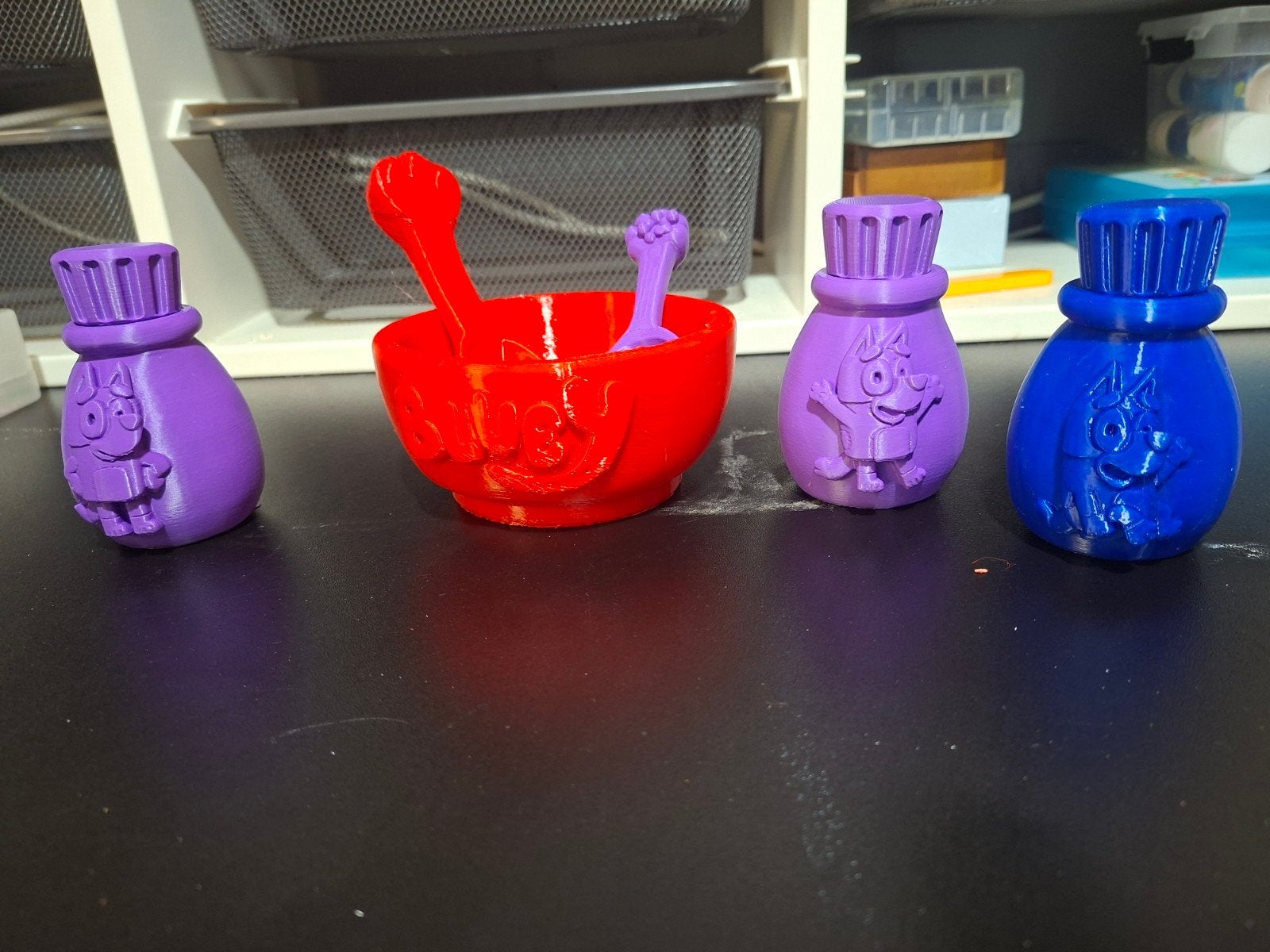 Leuke 3D-geprinte speelset: kom, lepels en flesjes, Ophalen of Verzenden, Zo goed als nieuw, Jongen of Meisje