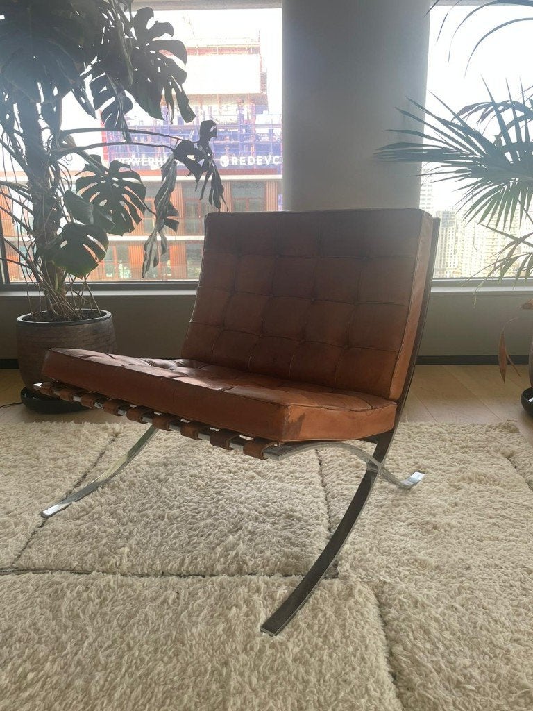 Originele Knoll Barcelona Chair – jaren 60/70, Ophalen, Gebruikt, Mid century, 75 tot 100 cm