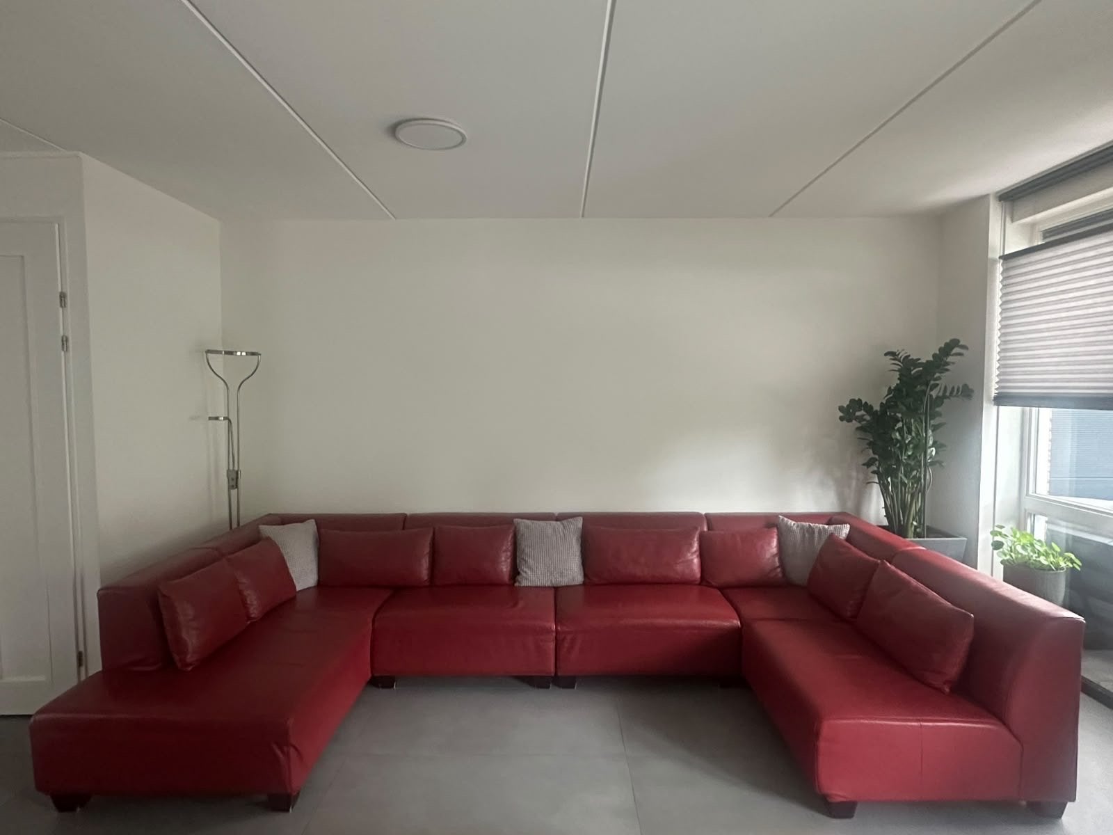 Montel Hoekbank Rood Leer - Piet Klerkx, Huis en Inrichting, Gebruikt, 100 tot 125 cm, Hoekbank, 300 cm of meer