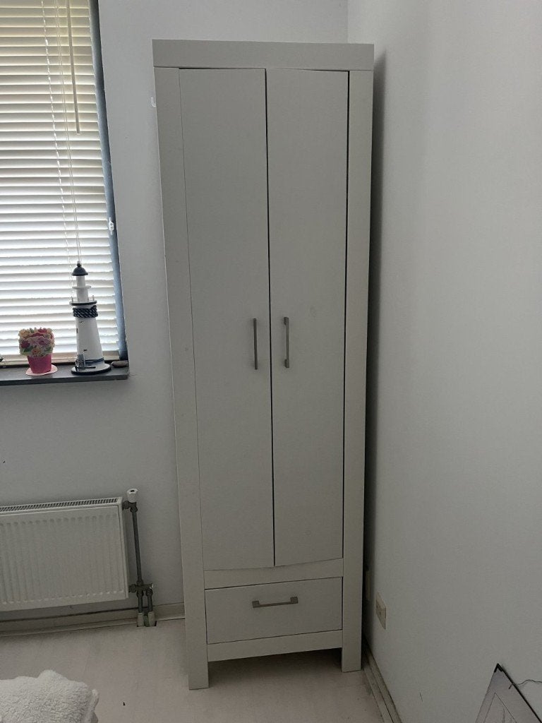 Gamma Chicago kledingkast opbergkast grijs met lade 200x60, Ophalen, Gebruikt, Met deur(en), 200 cm of meer