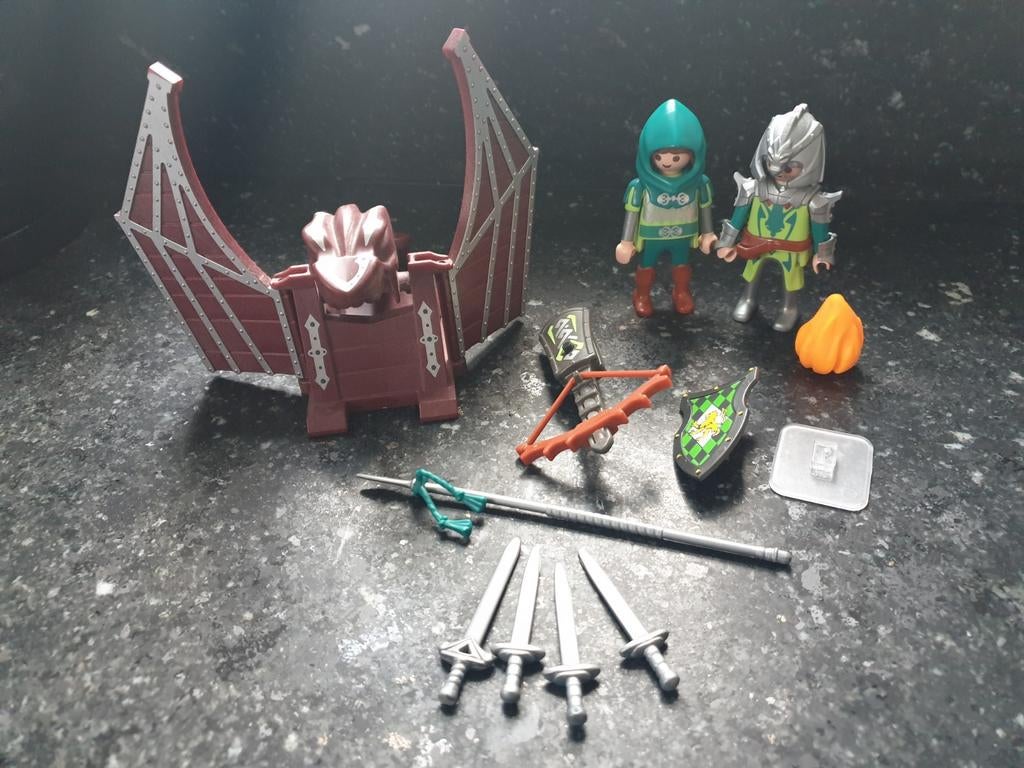 4840 Playmobil Groene drakenridders met katapult, Ophalen of Verzenden, Zo goed als nieuw, Complete set
