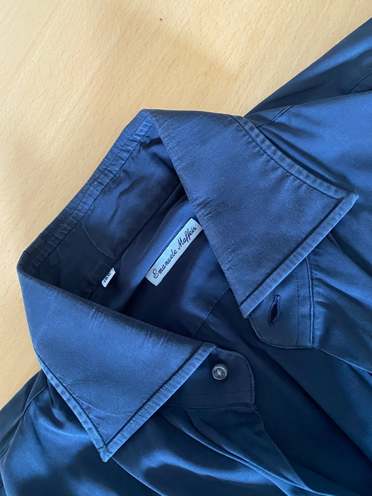 Emanuele Maffeis Donkerblauw Italiaans Overhemd Maat 40, Kleding | Heren, Overhemden, Verzenden, Zo goed als nieuw, Blauw, Halswijdte 39/40 (M)