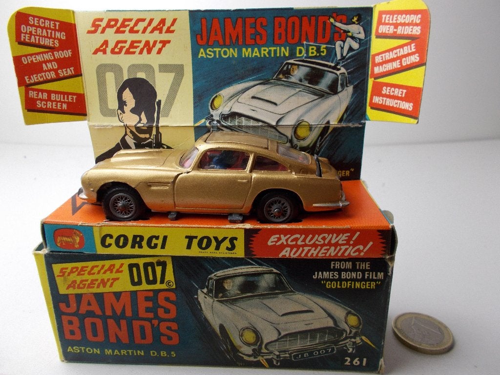 1965 Corgi Toys 261 ASTON MARTIN DB5 JAMES BOND+DOOSJES! -D-, Hobby en Vrije tijd, Ophalen of Verzenden, Zo goed als nieuw, Auto