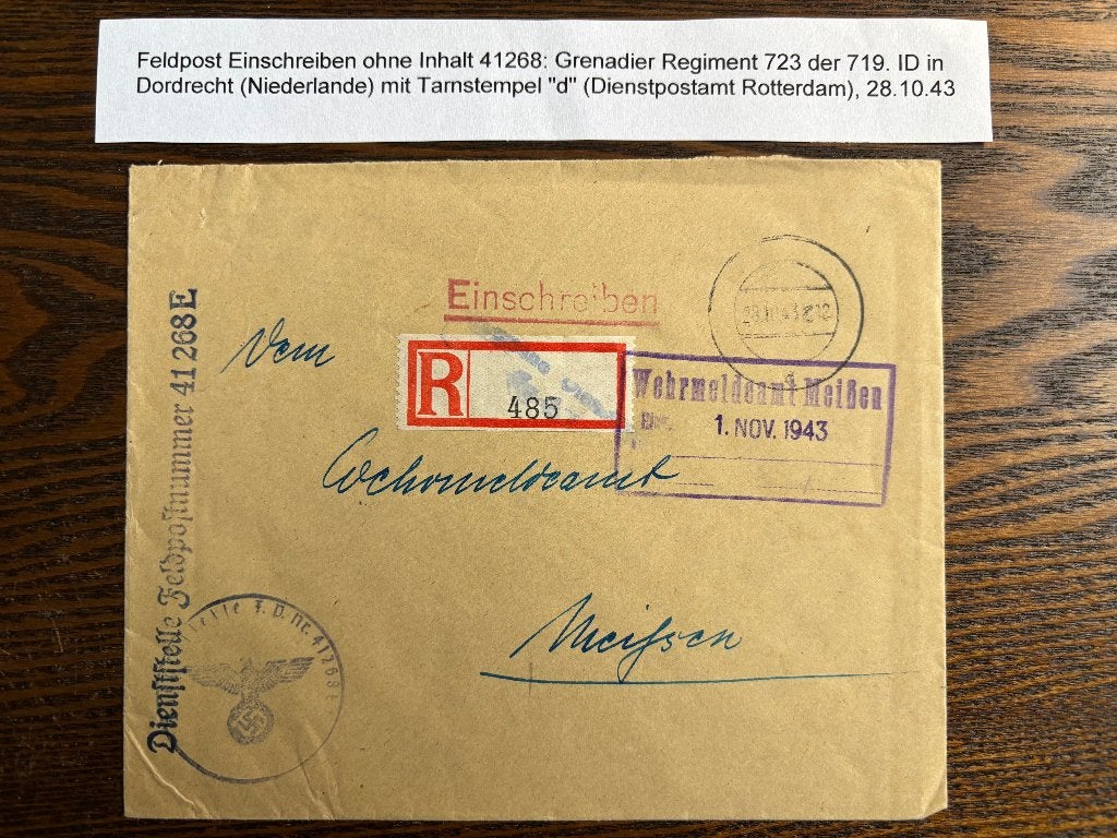 Duitse Feldpost in bezet NL in WO2, Dordrecht, Rotterdam, Verzenden, Envelop